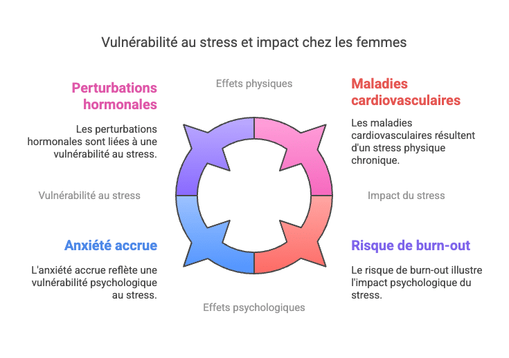 Schéma présentant la gestion du stress au travail pour les femmes