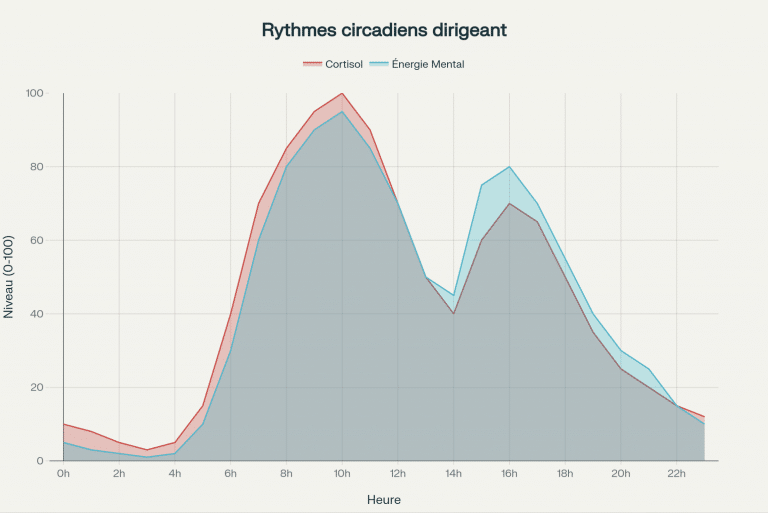 Rythmes circadiens optimaux pour la gestion d'énergie d'un dirigeant
